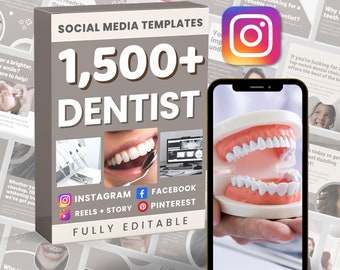 Dentist Marketing Posting | Social Media Bundle | Canva Instagram and Facebook | Editable Templates