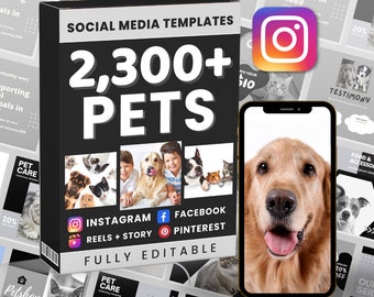 Pets Marketing Posting | Social Media Bundle | Canva Instagram and Facebook | Editable Templates