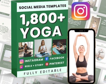 ヨガマーケティング投稿 | ソーシャルメディアバンドル | Canva InstagramとFacebook | 編集可能なテンプレート