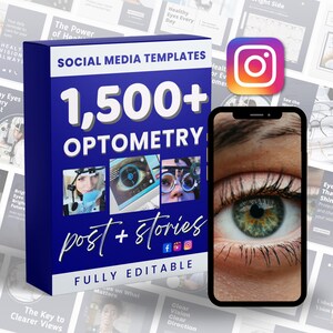 Plantillas de Instagram para optometría: Redes sociales de cuidado ocular (Descarga digital editable de Canva)