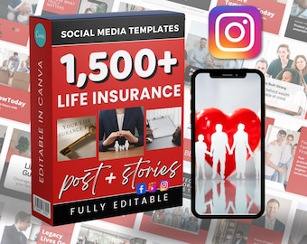 Marketingposting levensverzekeringen | Socialmediabundel | Canva Instagram en Facebook | Bewerkbare sjablonen