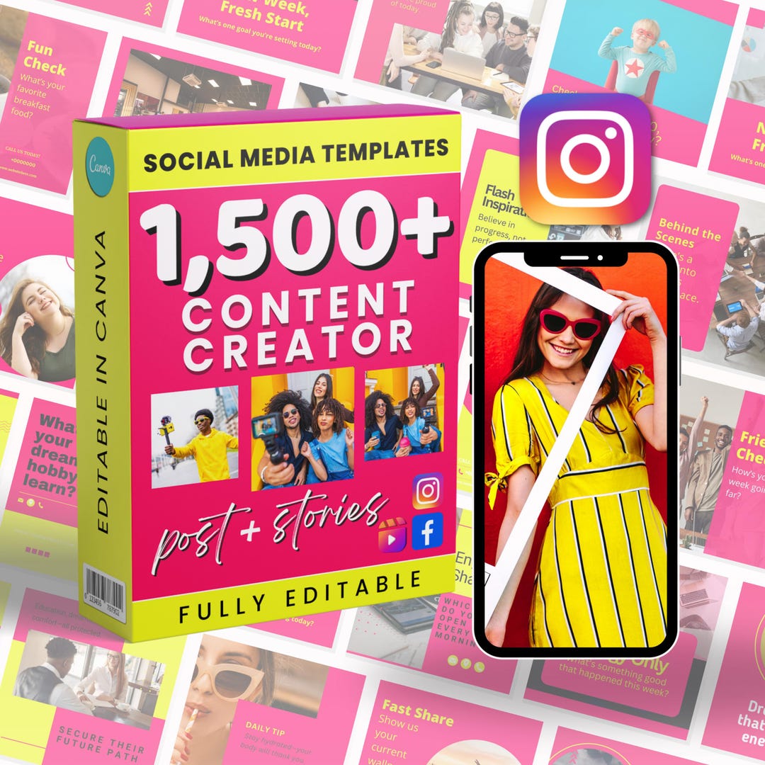 Content Creator Marketing Posting | Social Media Bundle | Canva ...