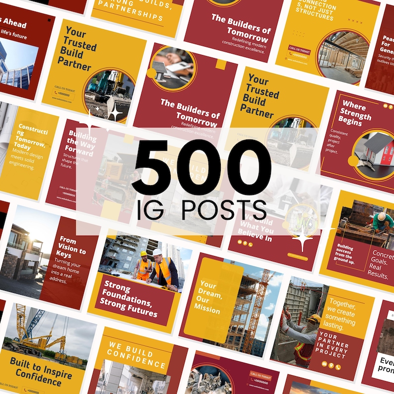 Construction Marketing Posting | Social Media Bundle | Canva Instagram ...