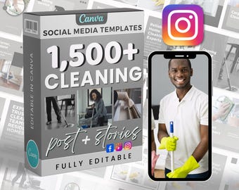 Cleaning Marketing Posting | Cleaner  Social Media Bundle | Canva Instagram and Facebook | Editable Templates
