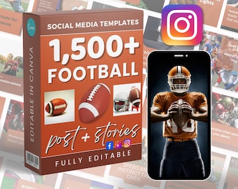 American Football Marketing Posting | Social Media Bundle | Canva Instagram and Facebook | Editable Templates