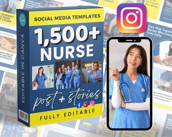 看護師向けマーケティング投稿 | ソーシャルメディアバンドル | Canva InstagramとFacebook | 編集可能なテンプレート