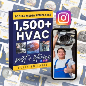 HVAC Social Media Posts | HVAC Instagram | Air Conditioning | hvac facebook |  Canva Social Media | hvac social media