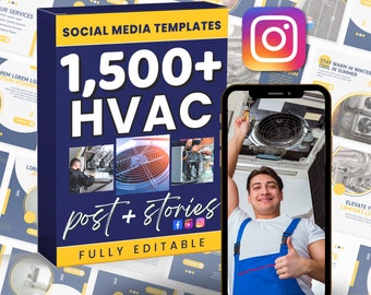 HVAC Social Media Posts | HVAC Instagram | Air Conditioning | hvac facebook |  Canva Social Media | hvac social media