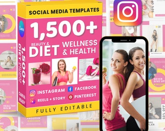 Diät-Posting | Social Media Bundle | Canva Instagram und Facebook | Bearbeitbare Vorlagen