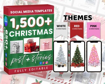 クリスマスマーケティング投稿 | ソーシャルメディアバンドル | Canva InstagramとFacebook | 編集可能なテンプレート
