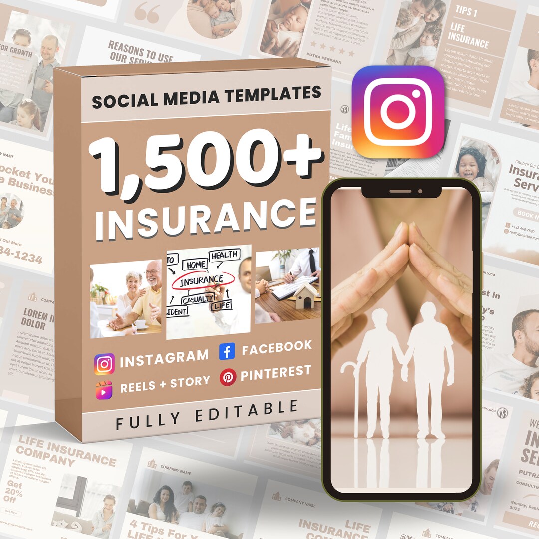 Insurance Marketing Posting | Social Media Bundle | Canva Instagram and ...