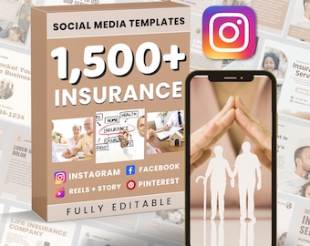 Insurance Social Media | Instagram post templates simple | Instagram post story | Facebook post | Insurance Canva Template Editable
