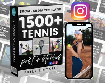 Tennis Marketing Posting | Social Media Bundle | Canva Instagram and Facebook | Editable Templates