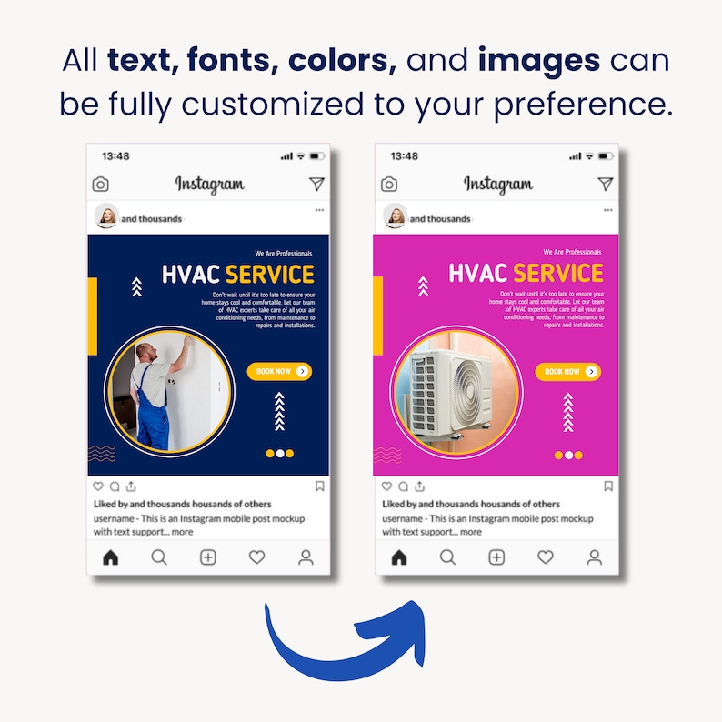 HVAC Marketing Posting | Social Media Bundle | Canva Instagram and ...