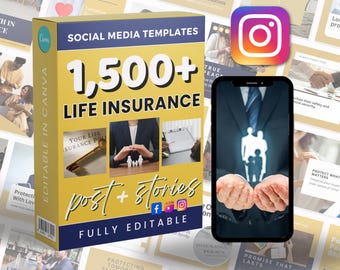 Marketingposting levensverzekeringen | Socialmediabundel | Canva Instagram en Facebook | Bewerkbare sjablonen