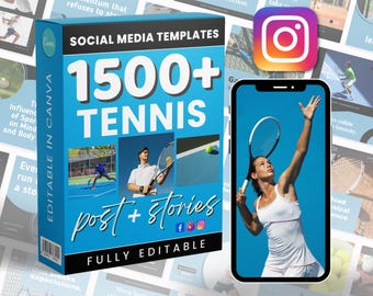 Tennis Marketing Posting | Social Media Bundle | Canva Instagram and Facebook | Editable Templates