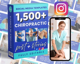 カイロプラクティックマーケティング投稿 | ソーシャルメディアバンドル | Canva InstagramとFacebook | 編集可能なテンプレート