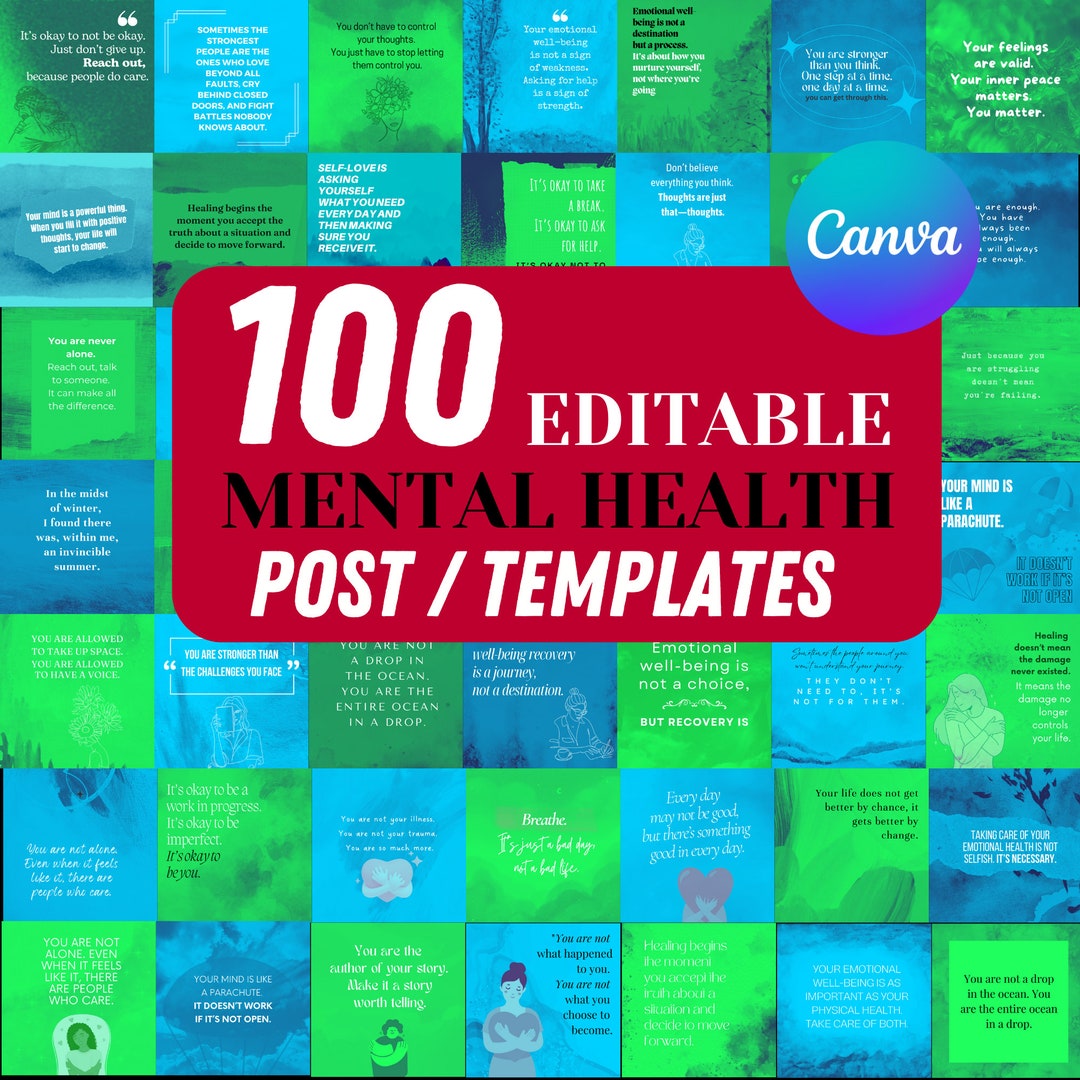 100 Mental Health Post Instagram | Canva Instagram Templates | Editable ...