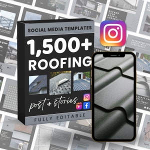 Roofing Social Media Templates: 1500+ Posts & Stories (Canva Instagram) (Digital Download)