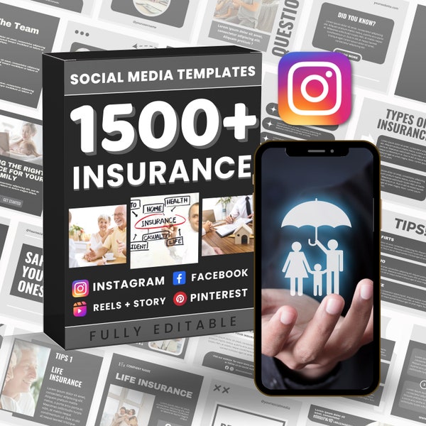 Insurance Social Media , Instagram post templates simple, Instagram post story, Facebook post, Insurance Canva , ig template