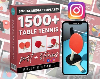 Table Tennis Marketing Posting | Social Media Bundle | Canva Instagram and Facebook | Editable Templates