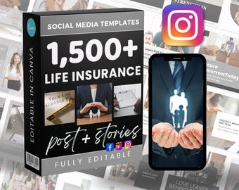 Marketingposting levensverzekeringen | Socialmediabundel | Canva Instagram en Facebook | Bewerkbare sjablonen