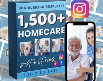 Homecare Marketing Posting | Social Media Bundle | Canva Instagram and Facebook | Editable Templates