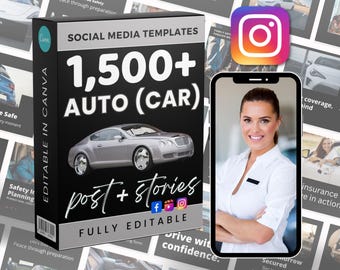 自動車保険マーケティング投稿 | ソーシャルメディアバンドル | Canva InstagramとFacebook | 編集可能なテンプレート