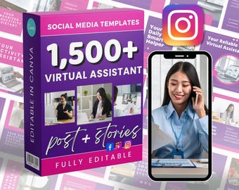 バーチャルアシスタント向けマーケティング投稿 | ソーシャルメディアバンドル | CanvaのInstagramとFacebook | 編集可能なテンプレート