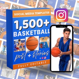 Basketball Social Media Templates: Canva Instagram Posts & Stories (Digital Download