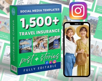 旅行代理店向けマーケティング投稿 | ソーシャルメディアバンドル | Canva InstagramとFacebook | 編集可能なテンプレート