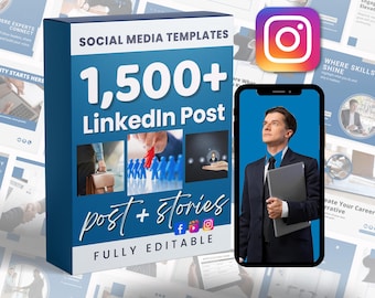LinkedIn Marketing Posting | Social Media Bundle | Canva Instagram and Facebook | Editable Templates