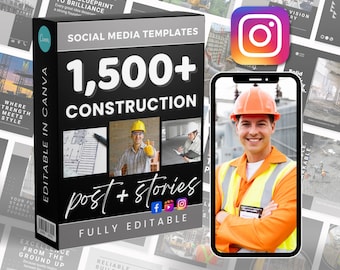 Construction Marketing Posting | Social Media Bundle | Canva Instagram and Facebook | Editable Templates
