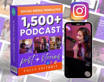 Podcast Marketing Posting | Social Media Bundle | Canva Instagram and Facebook | Editable Templates