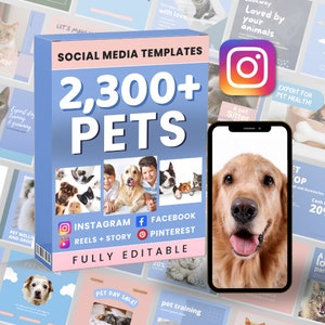Instagram para animais de estimação | Instagram para cães e gatos | Conteúdo para Instagram em mídias sociais | Modelo CANVA para animais de estimação, aumento de engajamento, negócios com animais de estimação