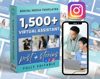 Virtual Assistant Marketing Posting | Social Media Bundle | Canva Instagram and Facebook | Editable Templates