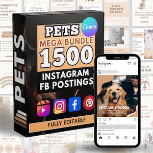 Pet Social Media Templates: 1500+ Instagram & Facebook Posts (Canva)