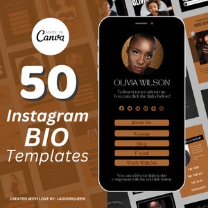 Luxury Instagram Bio Link Templates: 50 Canva Designs (Digital Download)