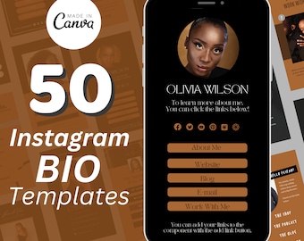 Luxury Instagram Bio Link Templates: 50 Canva Designs (Digital Download)