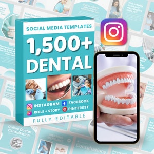 Dental Social Media Templates: 1500+ Instagram, Facebook Posts (Digital Download)