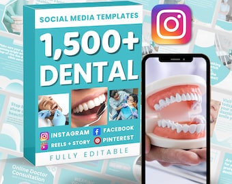 Dentist Marketing Posting | Social Media Bundle | Canva Instagram and Facebook | Editable Templates
