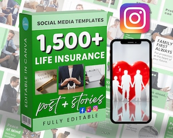 Marketingposting levensverzekeringen | Socialmediabundel | Canva Instagram en Facebook | Bewerkbare sjablonen