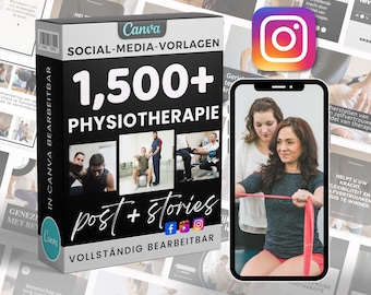 Physical Therapy Social Media Post Templates – German Version | Physiotherapie Instagram Vorlagen | Canva Editable