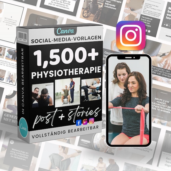 Physical Therapy Social Media Post Templates – German Version | Physiotherapie Instagram Vorlagen | Canva Editable