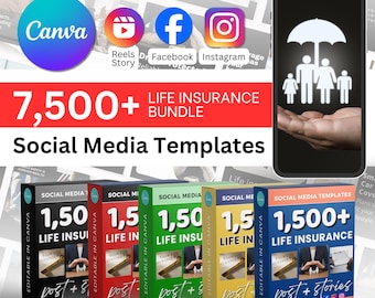 Life Insurance Marketing Posting | Social Media Bundle | Canva Instagram and Facebook | Editable Templates