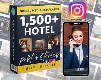 ホテルマーケティング投稿 | ソーシャルメディアバンドル | Canva InstagramとFacebook