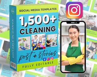 Cleaning Marketing Posting | Social Media Bundle | Canva Instagram and Facebook | Editable Templates