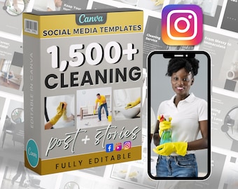 Cleaning Marketing Posting | Social Media Bundle | Canva Instagram and Facebook | Editable Templates