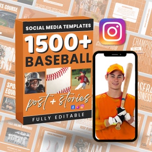 Baseball Instagram | Baseball Sports | Canva Templates | Sports Instagram | Social media templates | Canva Instagram
