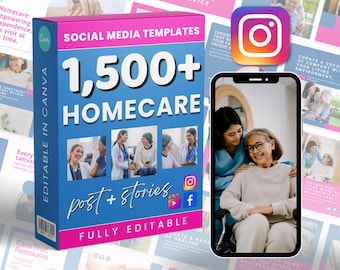 Homecare Marketing Posting | Social Media Bundle | Canva Instagram and Facebook | Editable Templates